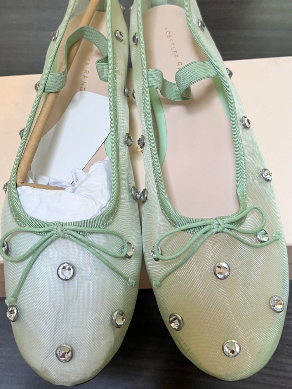 Loeffler Randall Leonie ballet flats,  mesh and with crystal accents Size 9B
